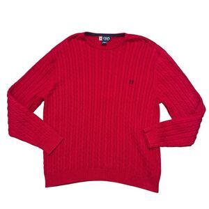 CHAPS Men’s Red Cable Knit Long Sleeve Sweater Size XL